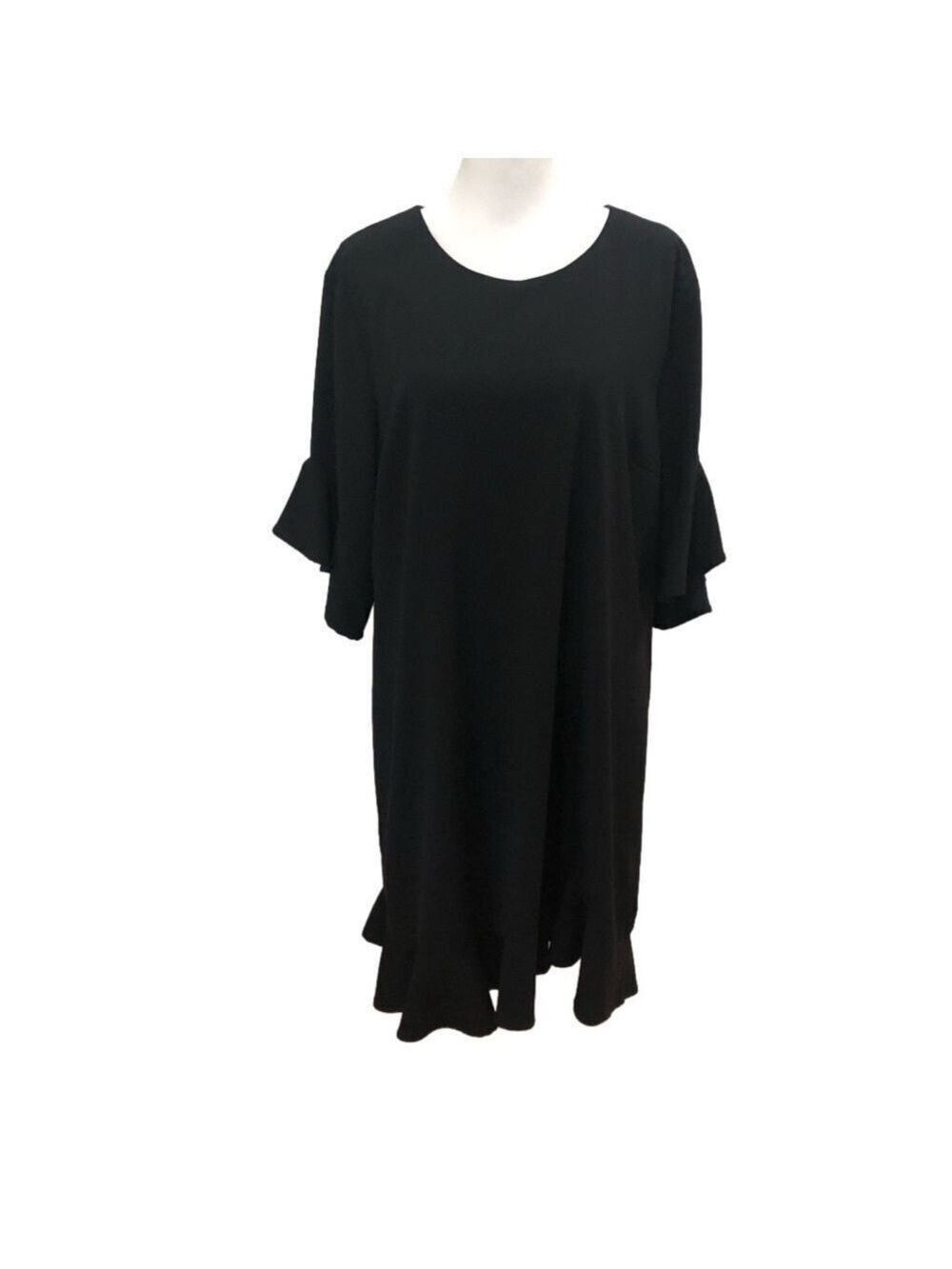 LULU’S XL elegant black dress ruffle hem ruffle short sleeve keyhole back